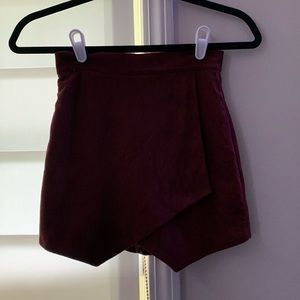 womens burgundy envelope skort